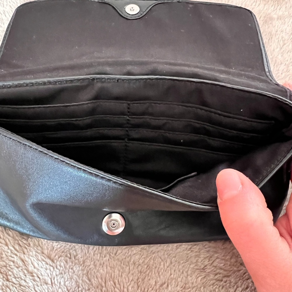 Coach Black Leather Wristlet with Logo Detail - Picture 5 of 9